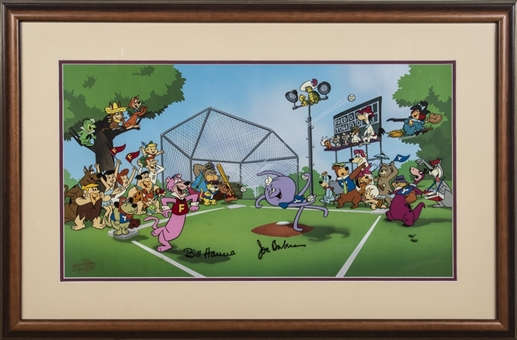 Bill Hanna & Joe Barbera Signed 22.5X32.5  Framed Cartoon Mashup Animation Cel  (Hanna-Barbera)